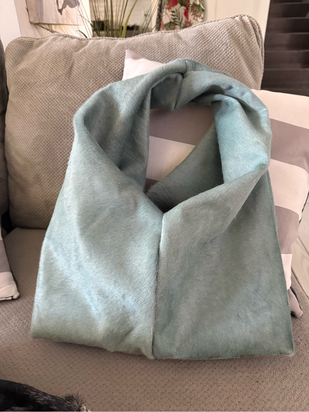 Soft Mint Faux Fur Women's Tote Bag